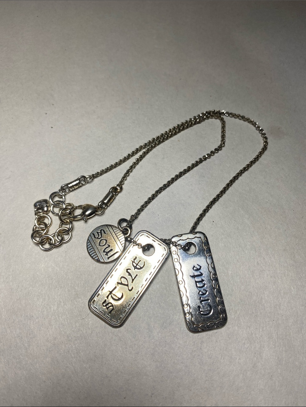 Brighton CREATE STYLE SOUL Dog Tag Pendant Necklace 16-18” Lobster Clasp
